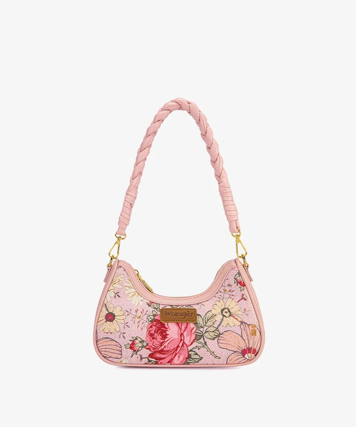 Wrangler Floral Print Braided Hobo Bag in Pink