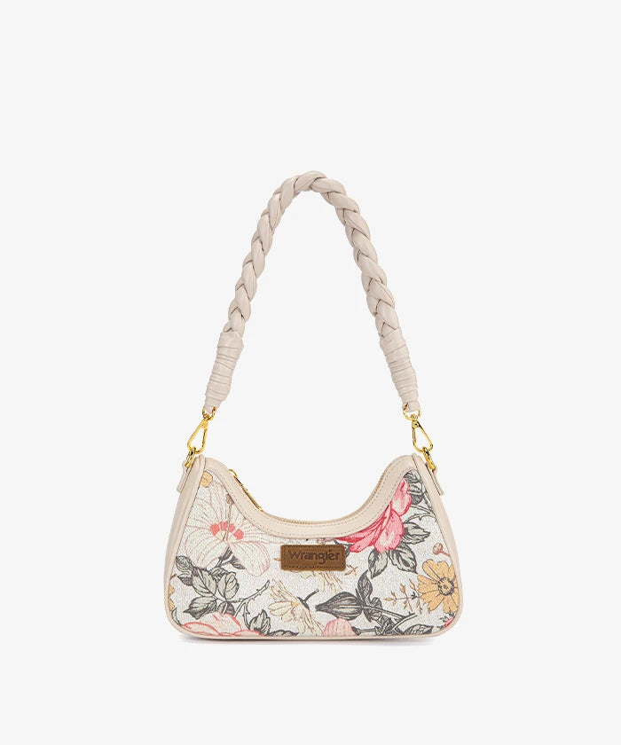 Wrangler Floral Print Braided Hobo Bag in Tan