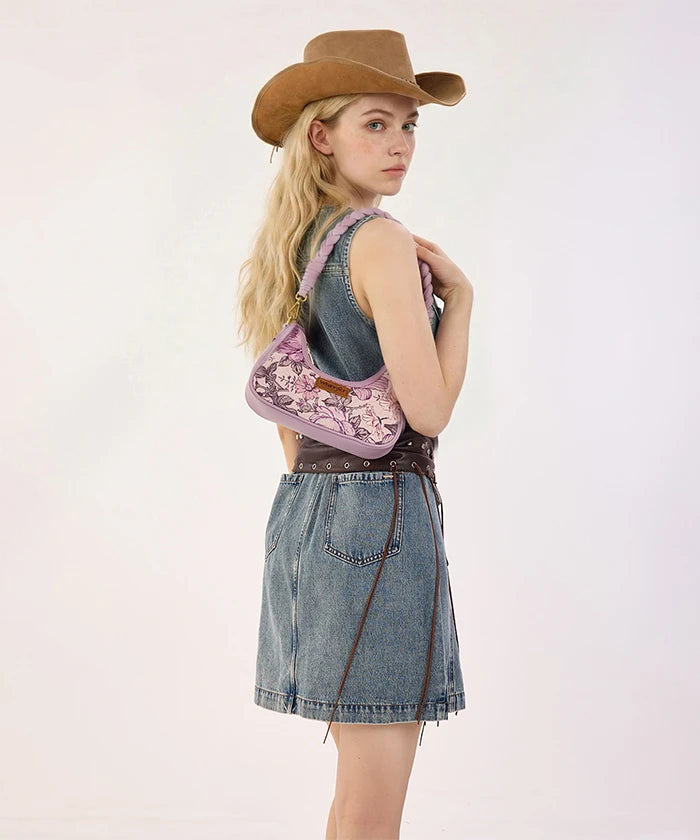 Wrangler Floral Print Braided Hobo Bag in LPP
