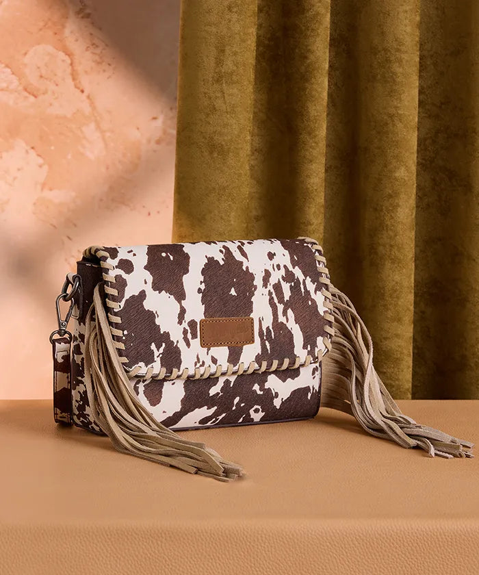 Wrangler cow print flap crossbody bag CF