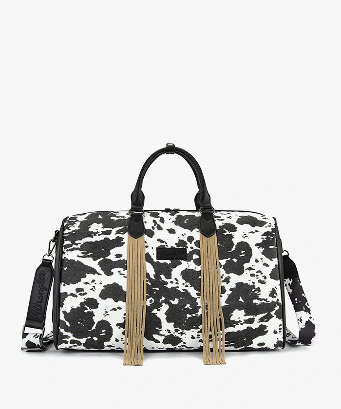 Wrangler cow-print weekender duffel bag in BK