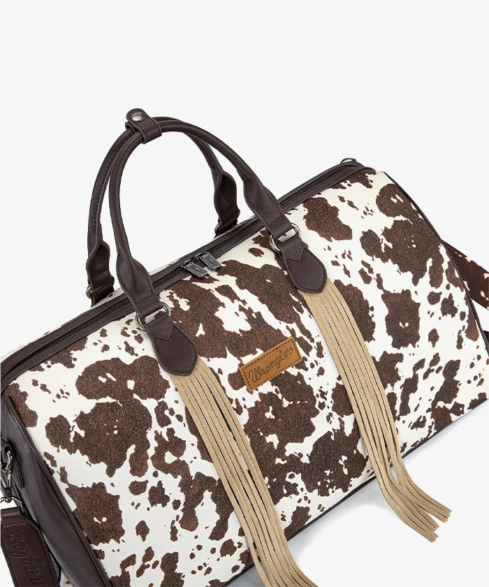 Wrangler cow-print weekender duffel bag in CF