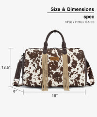 Wrangler Rustler Wildside Cow-Print Weekender Duffel Bag