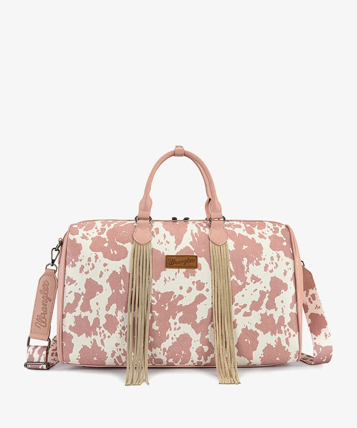 Wrangler cow-print weekender duffel bag in DPK