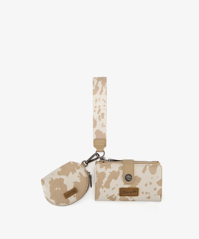 Wrangler Cow-Print Dual Pouch Wristlet | Montana West – Montana