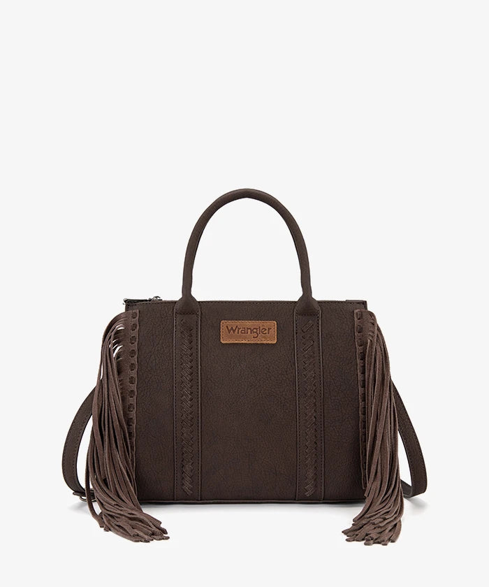 Wrangler Western Fringe Handbag Tote in Coffee