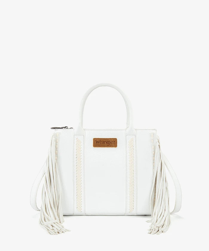 Wrangler Western Fringe Handbag Tote in Off White