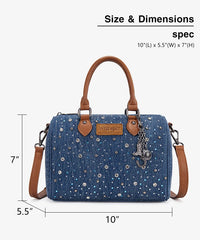 Wrangler Crystal-Studded Canvas Boston Bag