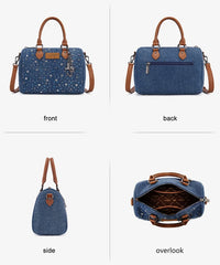 Wrangler Crystal-Studded Canvas Boston Bag