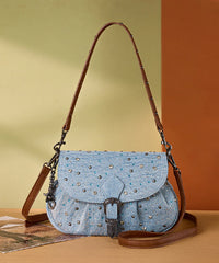 Montana West Crystal-Studded Canvas Saddle Bag