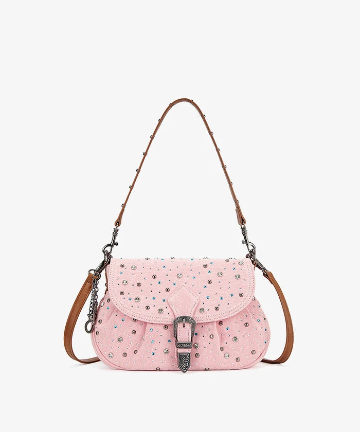 Wrangler Crystal Studded Canvas Saddle Bag