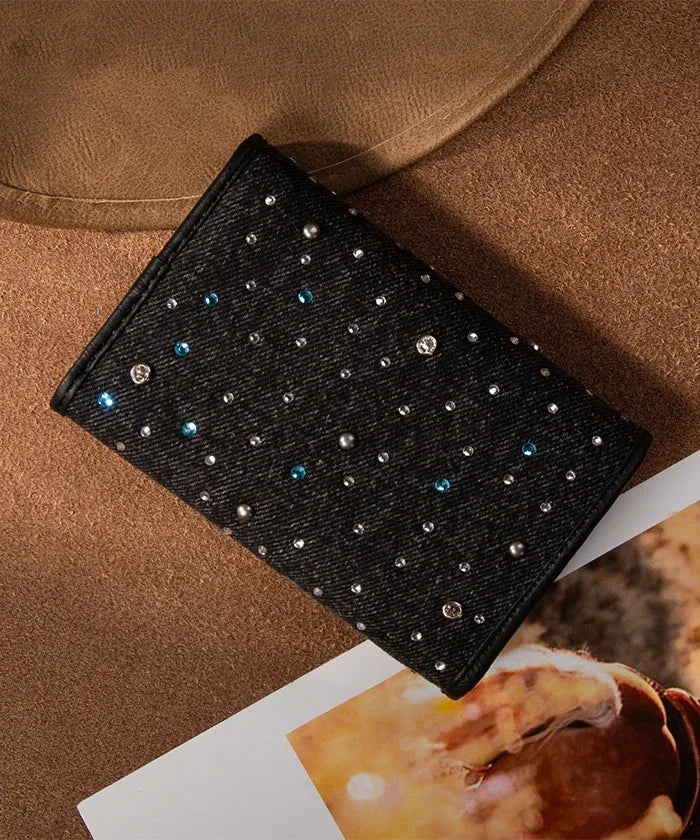 Wrangler Rhinestone Trifold Wallet in Black
