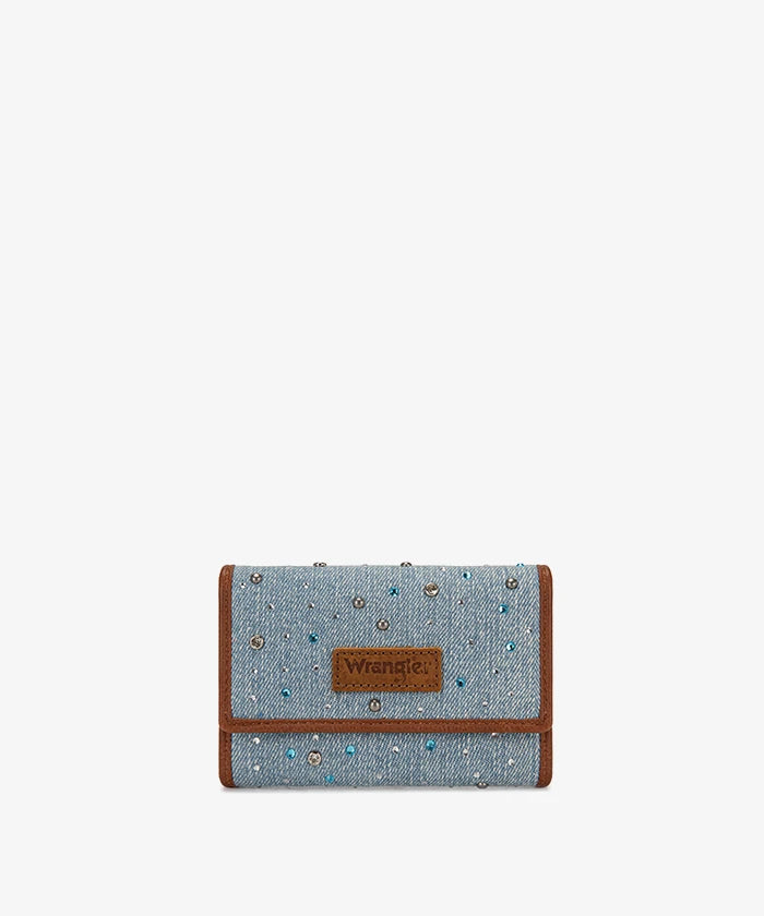 Wrangler Rhinestone Trifold Wallet in Jeans