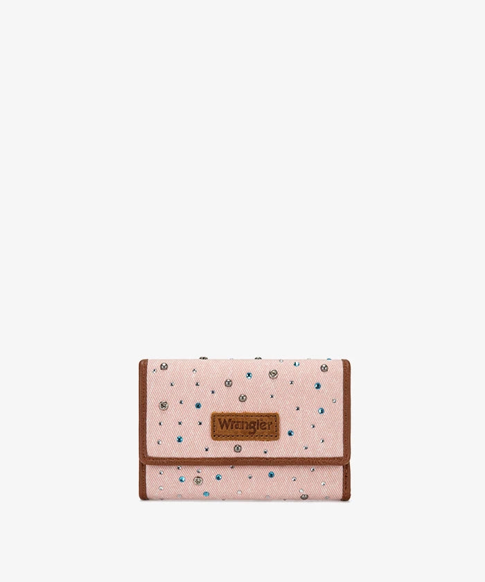 Wrangler Rhinestone Trifold Wallet in Pink