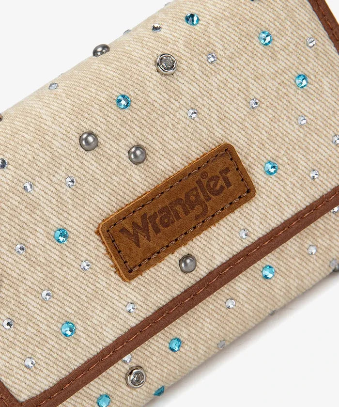 Wrangler Rhinestone Trifold Wallet in Tan