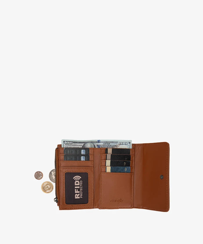 Wrangler Rhinestone Trifold Wallet in Tan