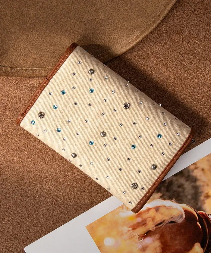 Wrangler Rhinestone Trifold Wallet in Tan