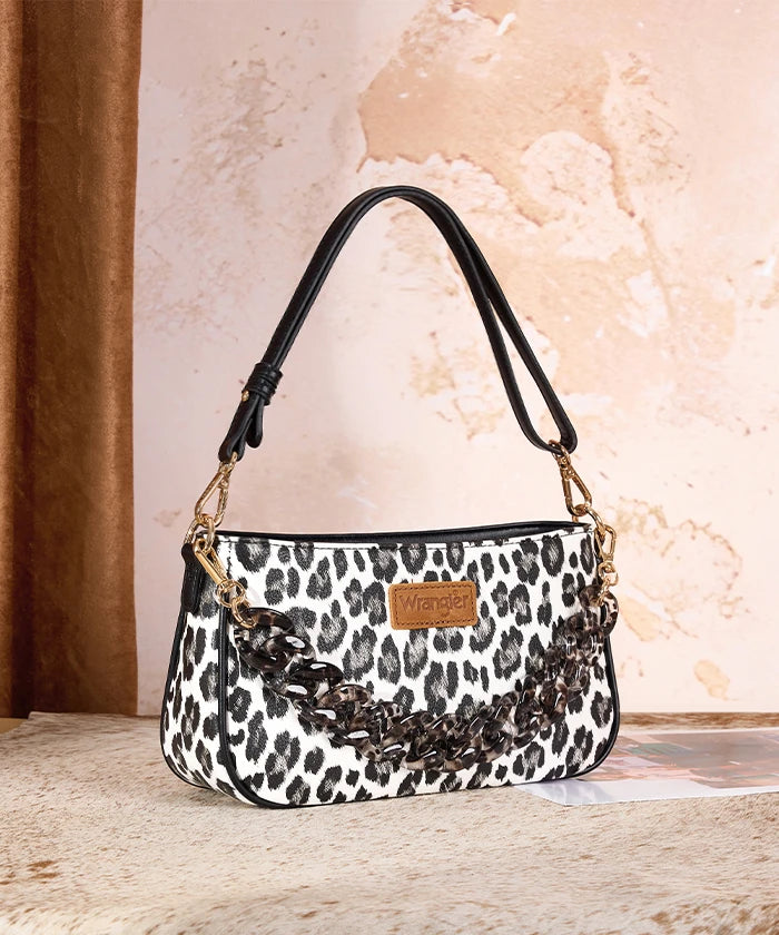 Wrangler Leopard Print Shoulder Bag in BK