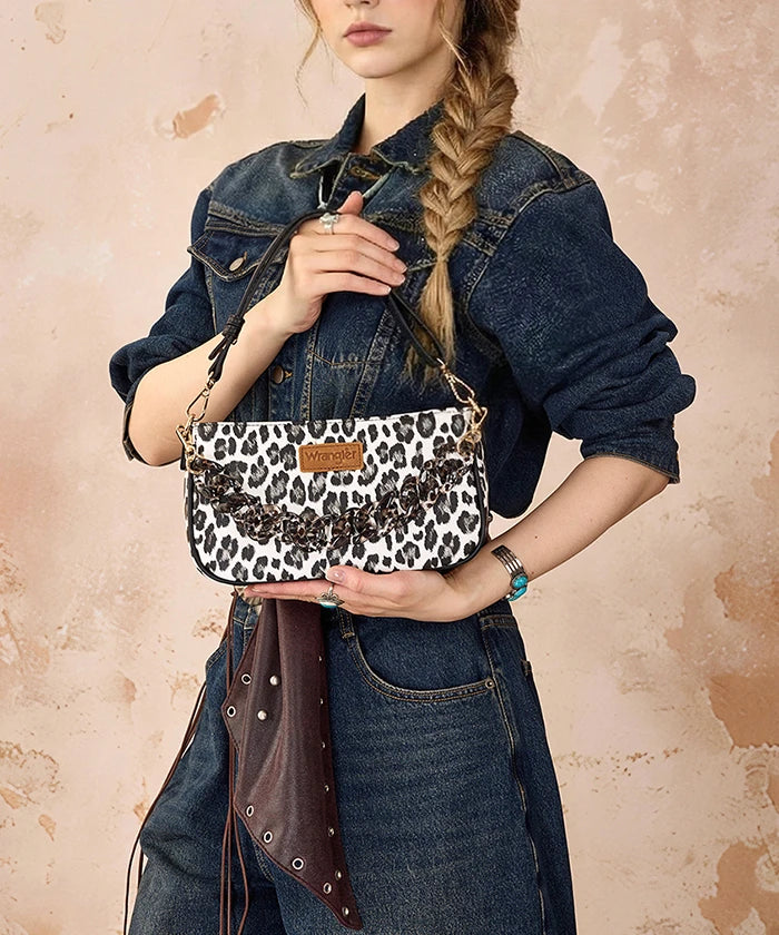 Wrangler Leopard Print Shoulder Bag in BK