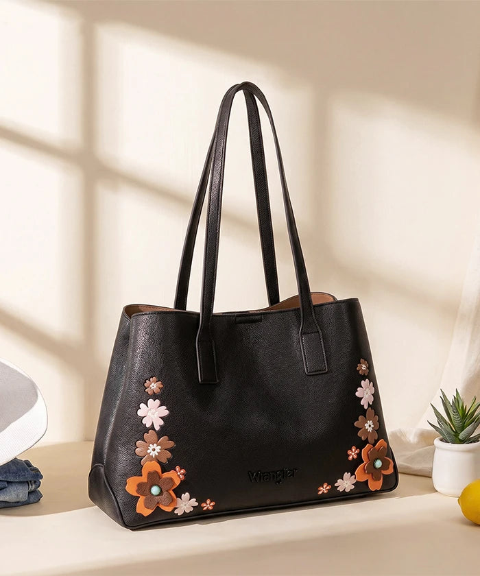 Wrangler 3D Floral Appliqués Tote Bag in BK