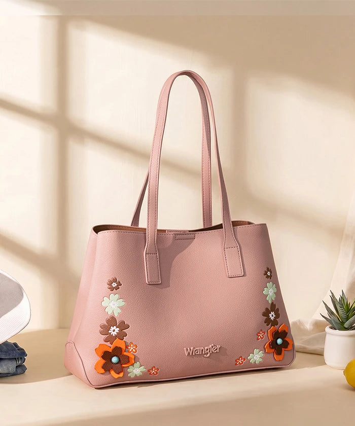 Wrangler 3D Floral Appliqués Tote Bag in PK
