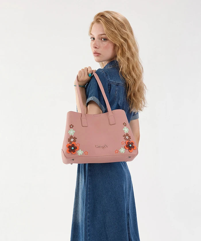 Wrangler 3D Floral Appliqués Tote Bag in PK