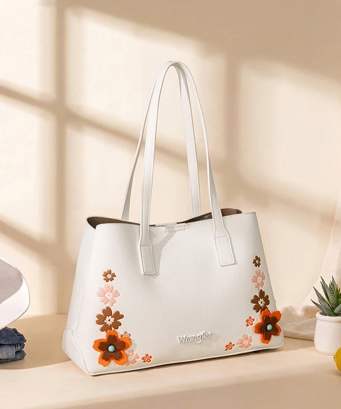 Wrangler 3D Floral Appliqués Tote Bag in WT