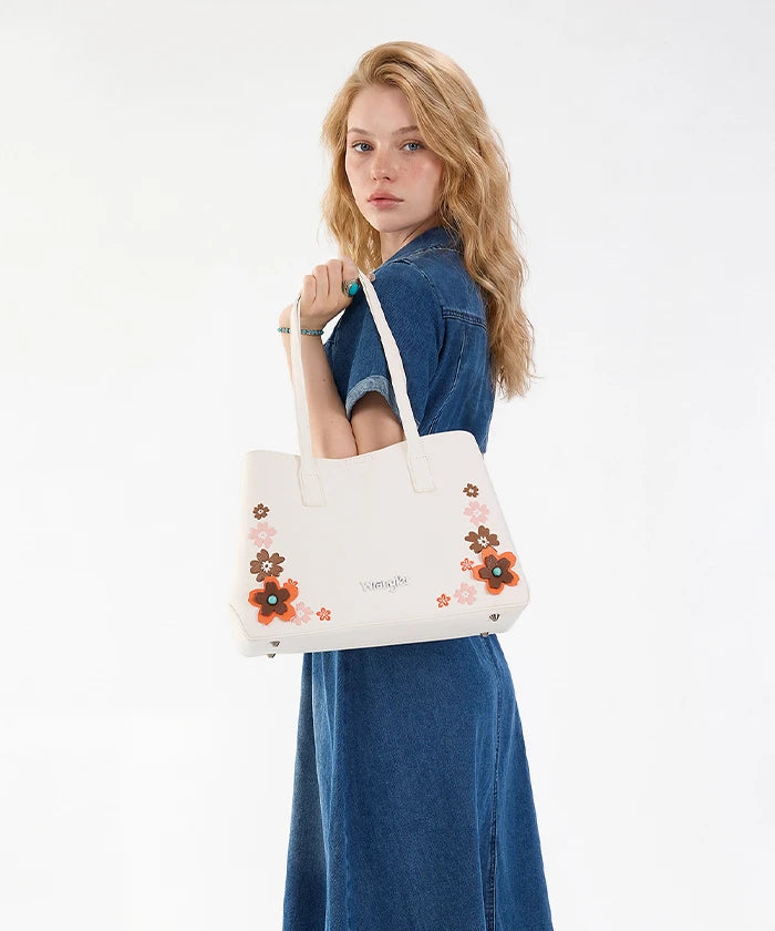 Wrangler 3D Floral Appliqués Tote Bag in WT