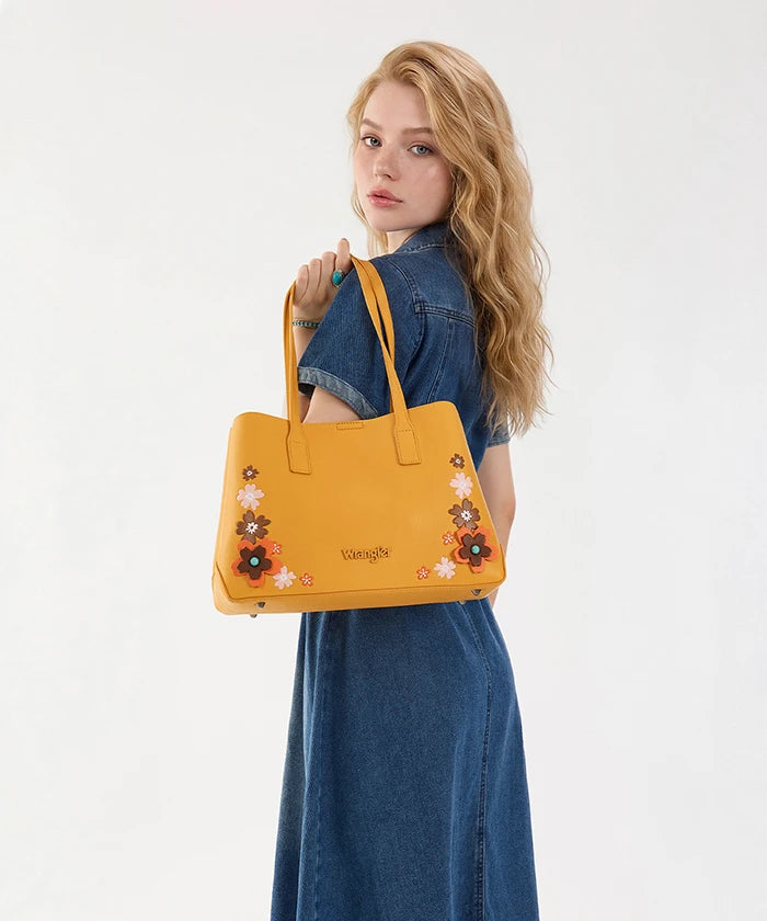 Wrangler 3D Floral Appliqués Tote Bag in YL