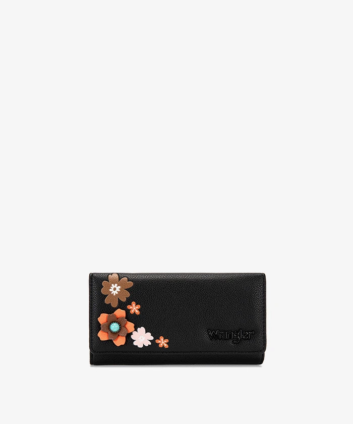 Wrangler Long Floral RFID Wallet in BK