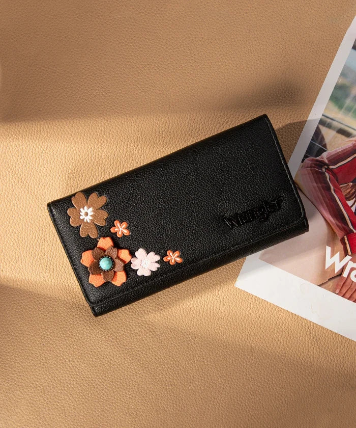 Wrangler Long Floral RFID Wallet in Black