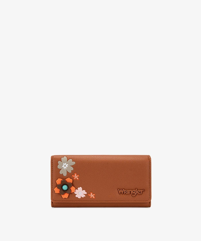 Wrangler Long Floral RFID Wallet in Brown