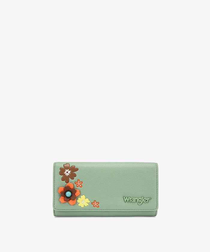 Wrangler Long Floral RFID Wallet in Green