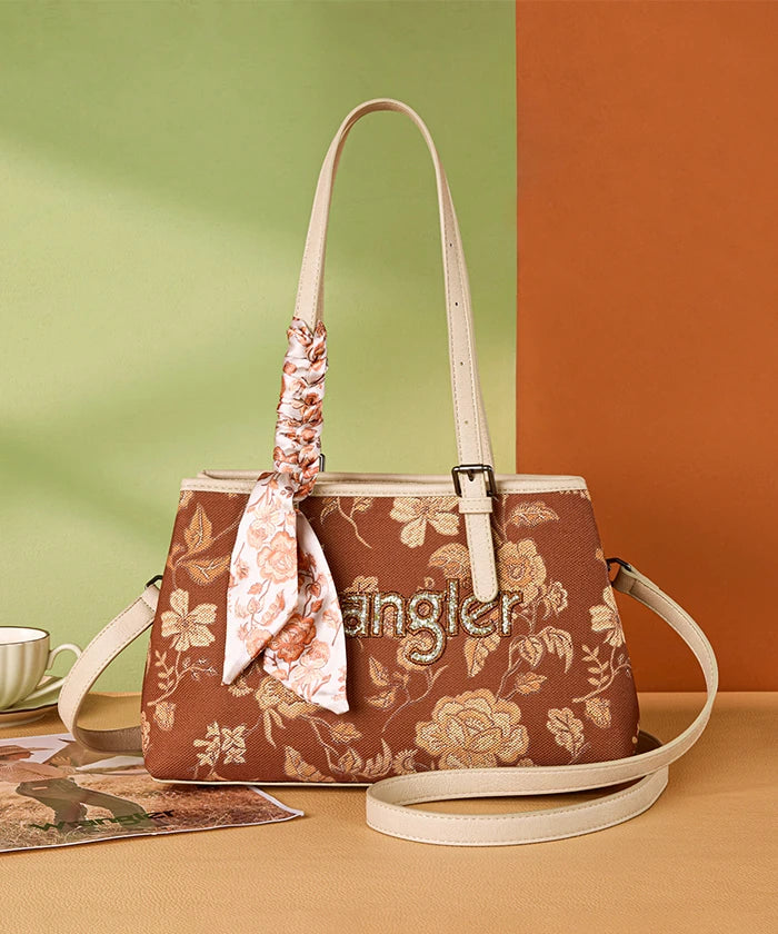 Wrangler Vintage Floral Print Canvas Shoulder Bag in BR