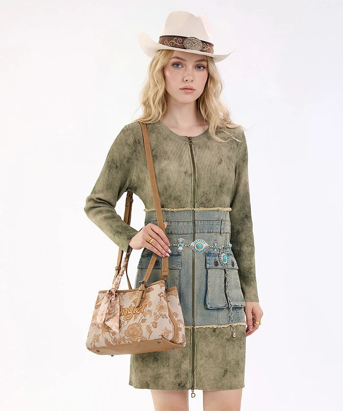Wrangler Vintage Floral Print Canvas Shoulder Bag in GD