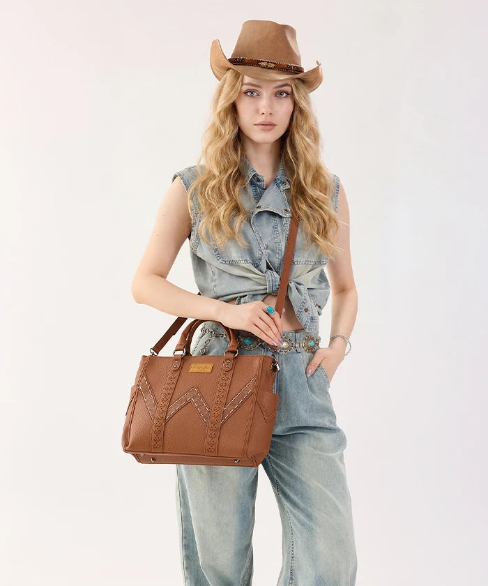 Wrangler Stitch Tote Bag in Brown
