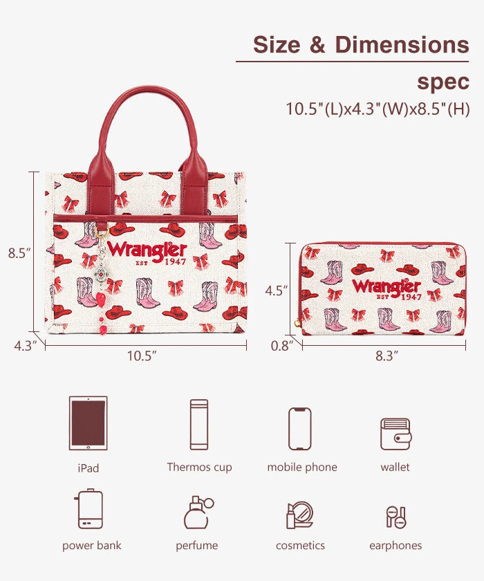 Wrangler Canvas Tote Bag in PK dimensions