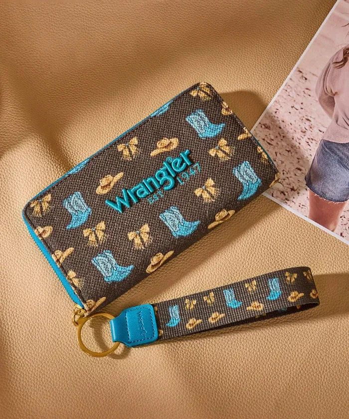 Wrangler Rodeo Icons Western Zip Around Wallet in CF