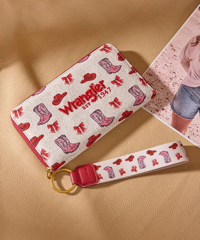 Wrangler Rodeo Icons Western Zip Around Wallet in PK