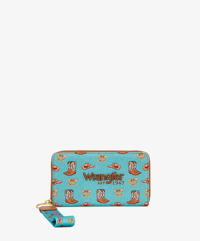 Wrangler Rodeo Icons Western Zip Around Wallet in TQ