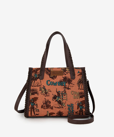 Wrangler Cowboy Print Concealed Carry Tote Bag