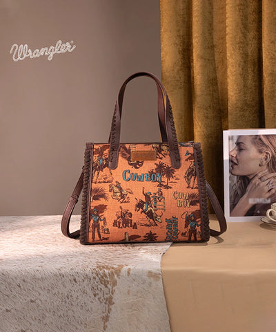 Wrangler Cowboy Print Concealed Carry Tote Bag