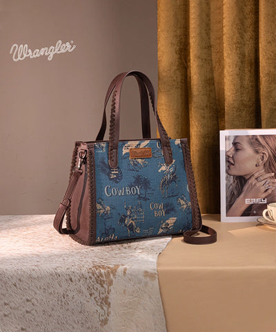 Wrangler Cowboy Print Concealed Carry Tote Bag