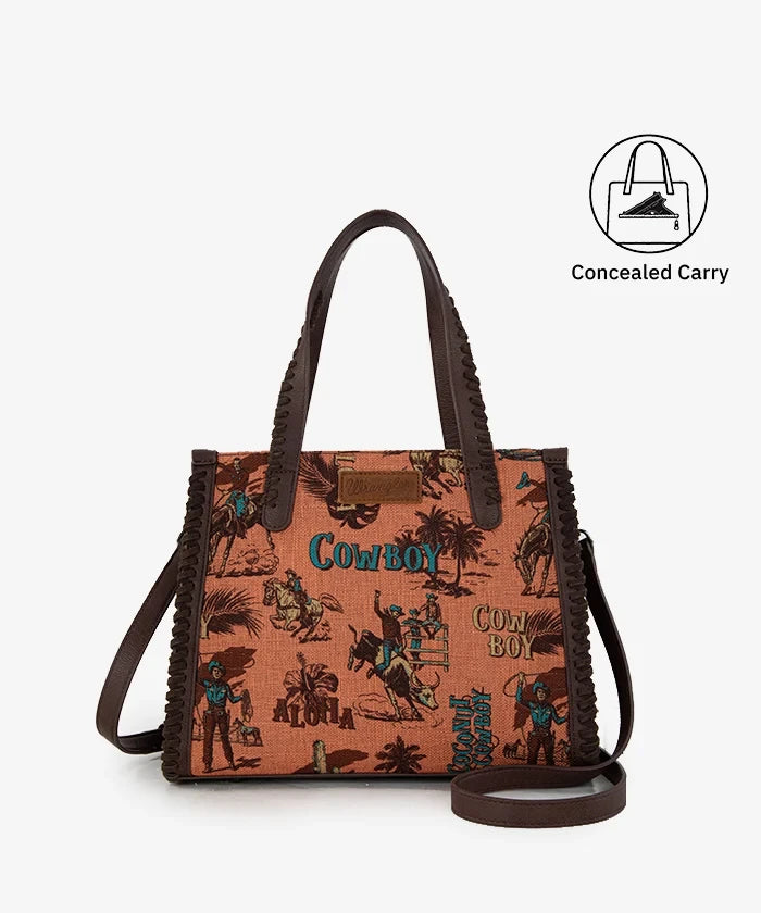Wrangler Cowboy Print Concealed Carry Tote Bag