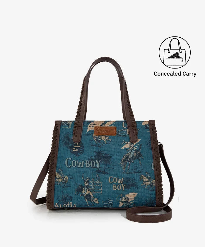 Wrangler Cowboy Print Concealed Carry Tote Bag