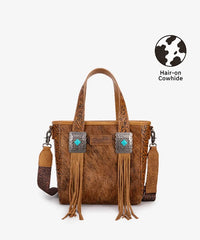 Wrangler Cowhide Fringe Purse& Faux Fur Bag Bundle