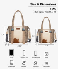 Wrangler Cowhide Fringe Concealed Carry Purse in Beige