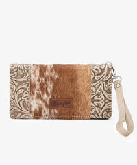 Wrangler Hair-On Cowhide Floral Tooled Wristlet - Montana West World