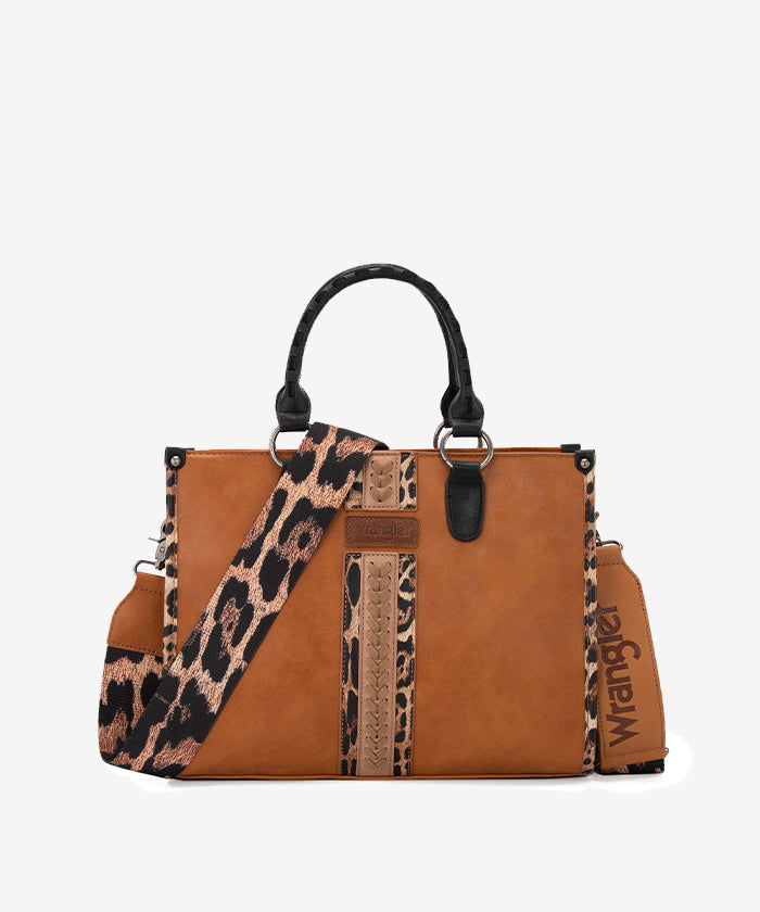Wrangler Leopard Whipstitch Concealed Carry Tote Bag