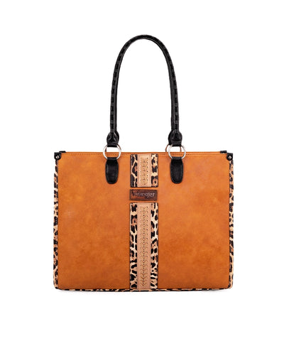 Wrangler Leopard Patchwork Concealed Carry Tote - Montana West World